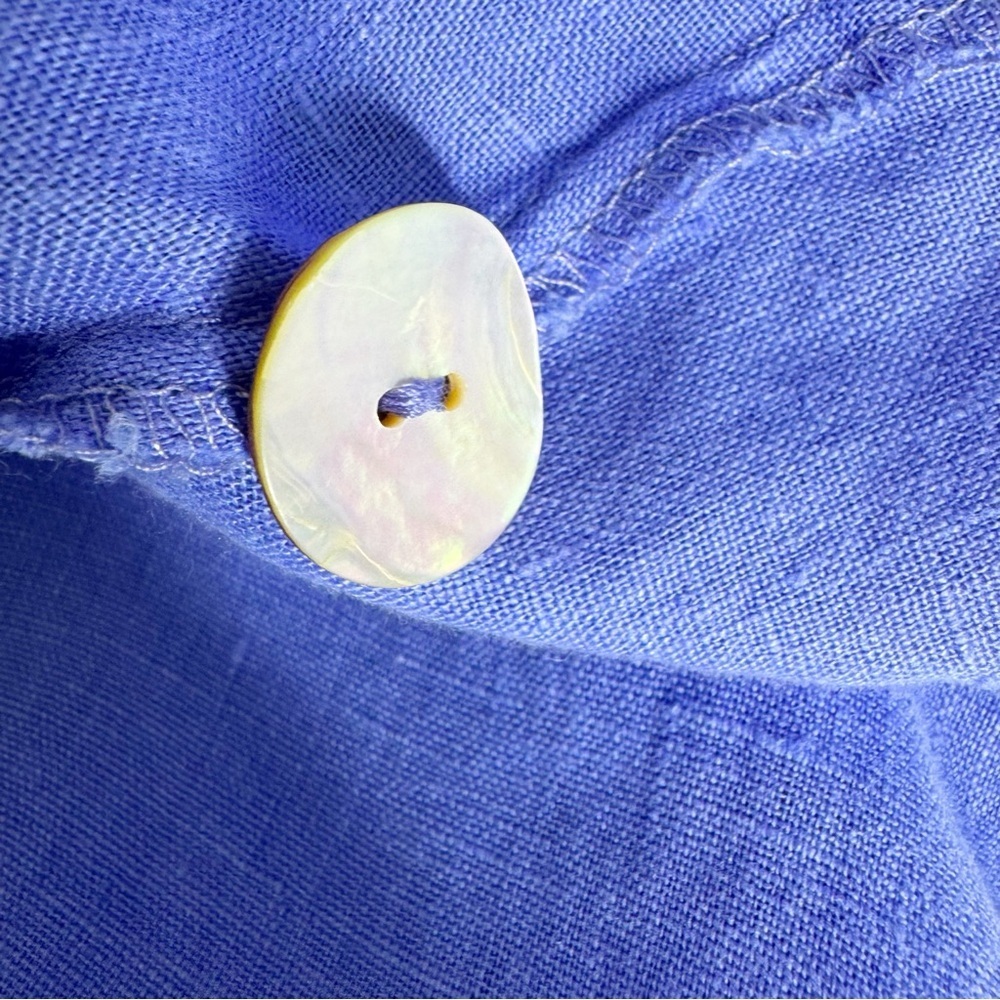 Flax Linen Button Front Jacket Top Periwinkle Blu… - image 6